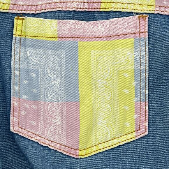 True Vintage 80’s Davi & Dani Patchwork Bandana  Jean Jacket Women’s Size S - Picture 10 of 13